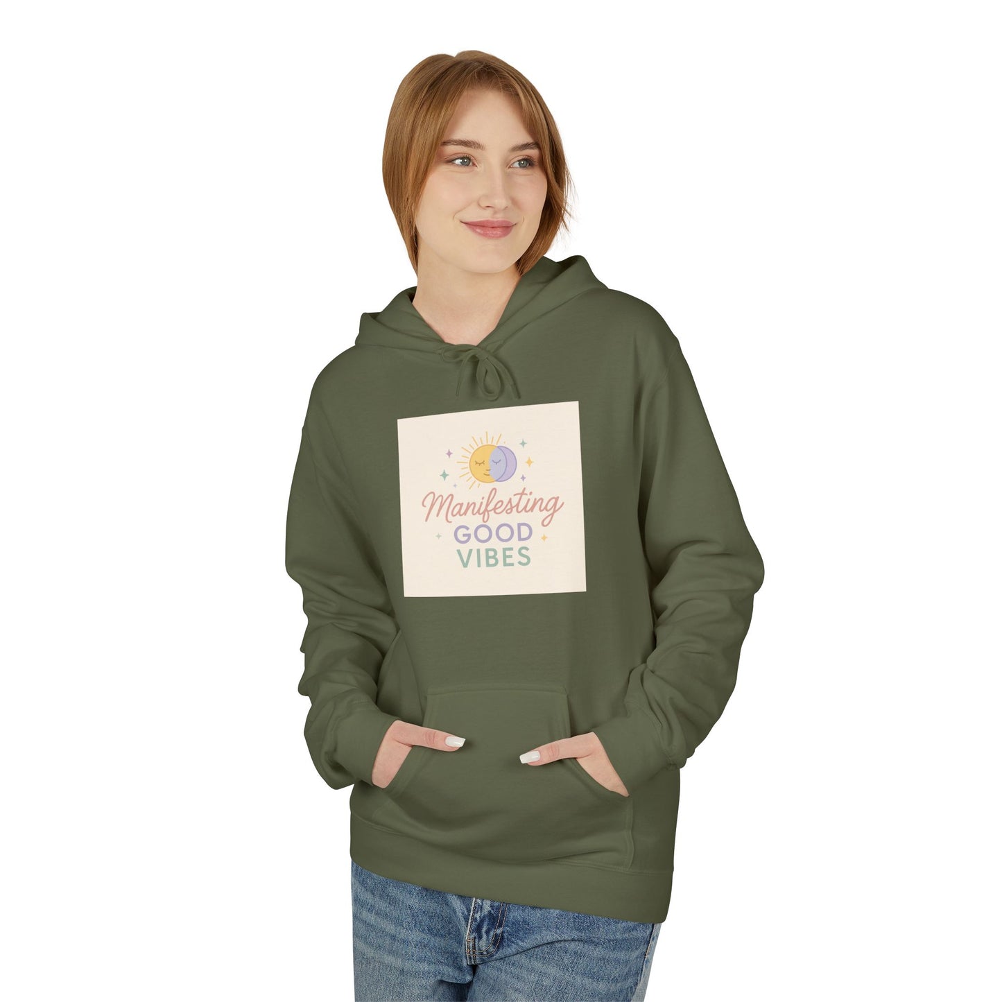 Manifesting Good Vibes Unisex Midweight Softstyle Fleece Hoodie