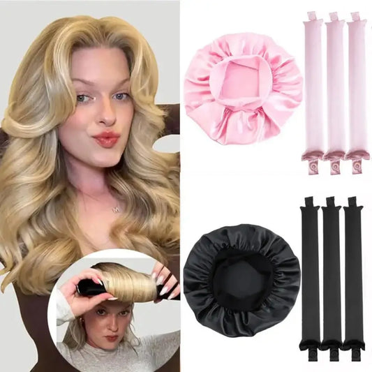 Heatless Curling Rod Headband Lazy Hair Curler No Heat Hair Rollers Curls Sleeping Soft Flexi Rod with Bonnet Hair Styling Tools